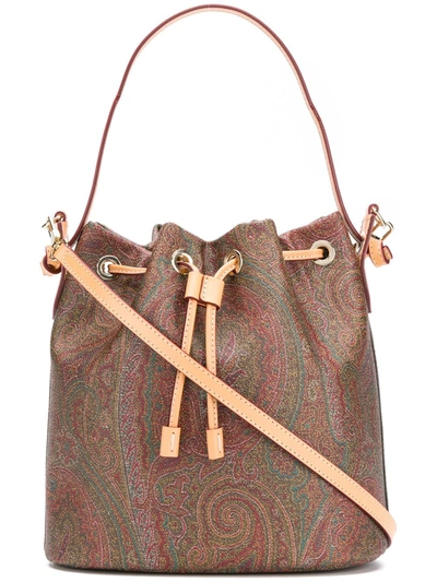 Shop Etro Paisley-print Bucket Bag In Brown