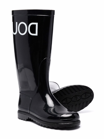 Shop Douuod Logo Rubber Wellington Boots In Black