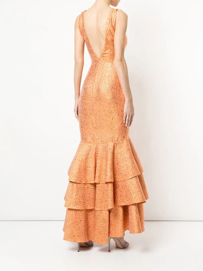 Bambah Double Ruffle Gown In Yellow