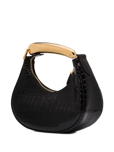 Shop Tom Ford Mini Bianca Crocodile-embossed Tote Bag In Black