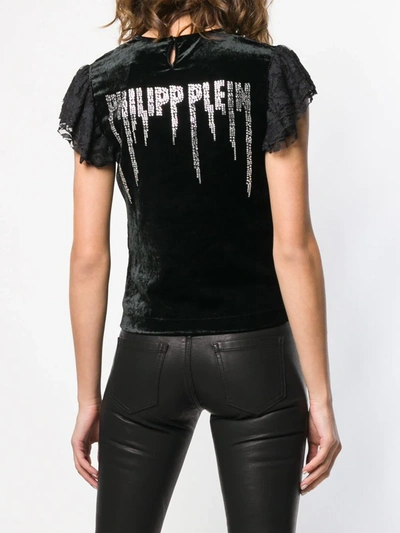 Shop Philipp Plein Lace Sleeve Top In Black