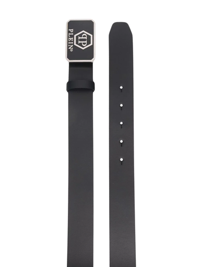 Philipp Plein Hexagon Logo Buckle Belt In Schwarz