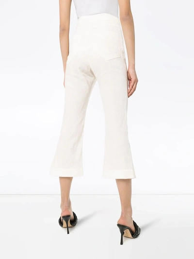 Shop Delada Flared Cropped Trousers In White