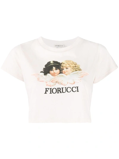 Shop Fiorucci Vintage Angels Cropped Top In Neutrals