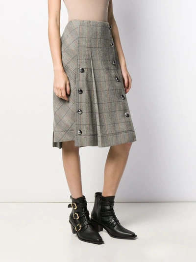 Shop Chloé Checked Pleated Skirt In Neutrals