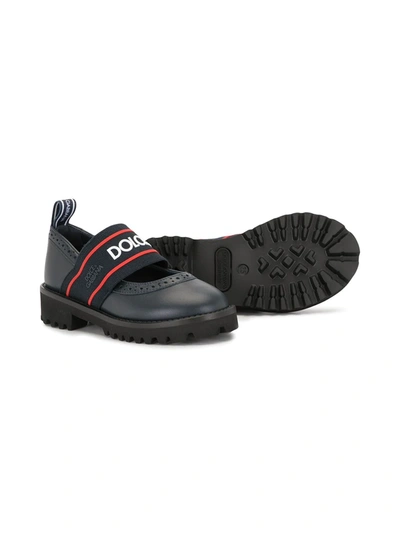 Shop Dolce & Gabbana Logo-tape Leather Mary Jane Shoes In Black
