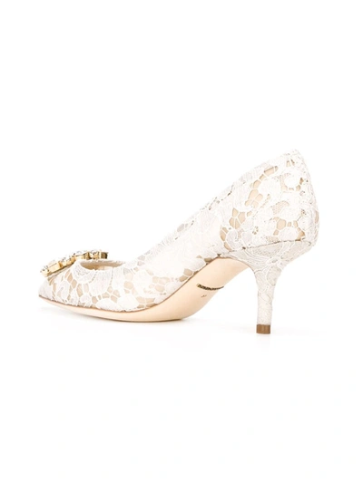 Shop Dolce & Gabbana Taormina-lace Crystal-embellished Pumps In Grey