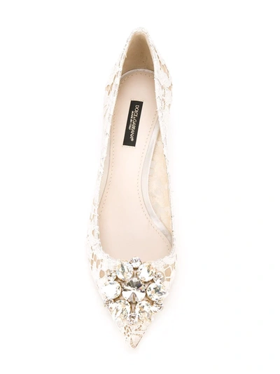 Shop Dolce & Gabbana Taormina-lace Crystal-embellished Pumps In Grey