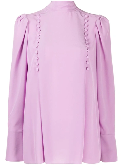 Shop Givenchy Buttoned Detail Blouse In Purple