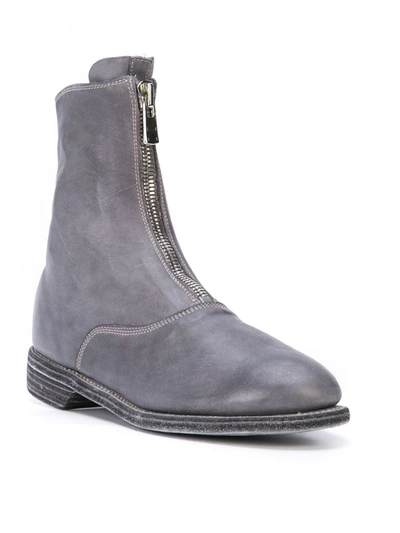 Shop Guidi Front Zip Boots In Grey