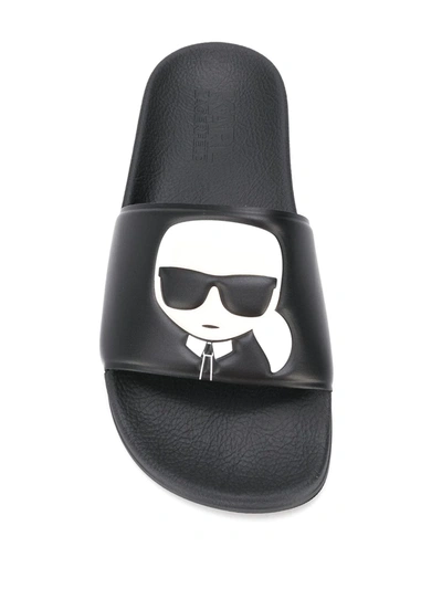 Shop Karl Lagerfeld Karl Signature Patch Slides In Black