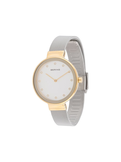 Shop Bering Classic Textured Stud Detail Watch In Silver