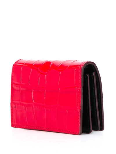 Alexander Mcqueen Skull Leather Card Holder On Chain In Red