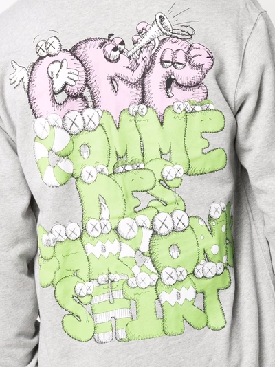 Comme Des Garçons Shirt X Kaws Logo-print Zip-up Jumper In Grey