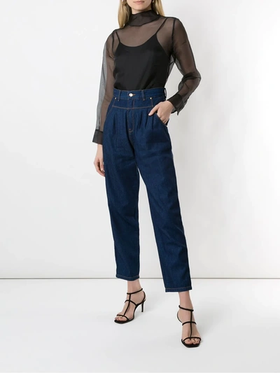 Shop Amapô Royal Pleated Jeans In Blue