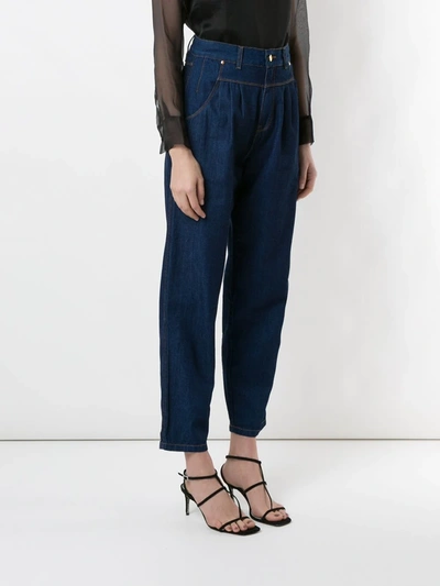 Shop Amapô Royal Pleated Jeans In Blue