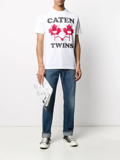 Shop Dsquared2 Caten Twins Print T-shirt In White