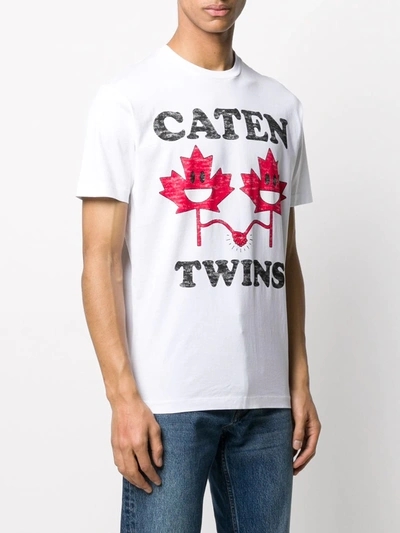 Shop Dsquared2 Caten Twins Print T-shirt In White