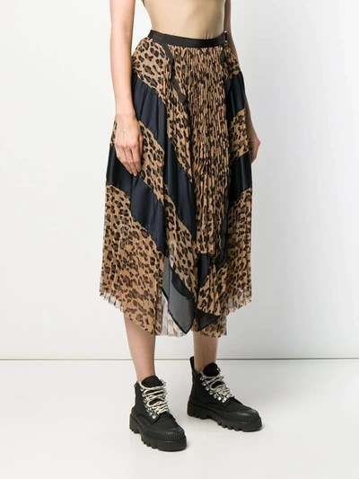 Shop Sacai Asymmetric Printed Midi Skirt In Brown
