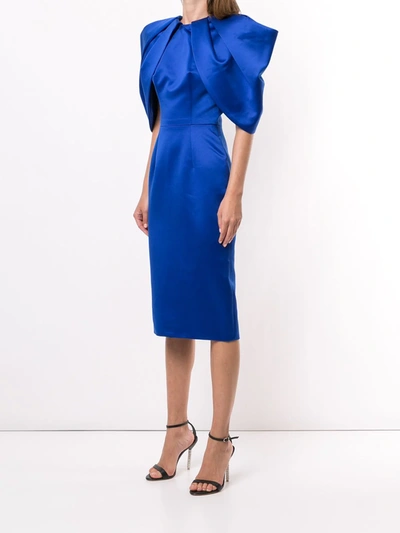 Shop Saiid Kobeisy Fitted Pleated-sleeves Dress In Blue