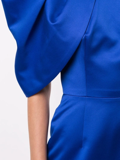 Shop Saiid Kobeisy Fitted Pleated-sleeves Dress In Blue