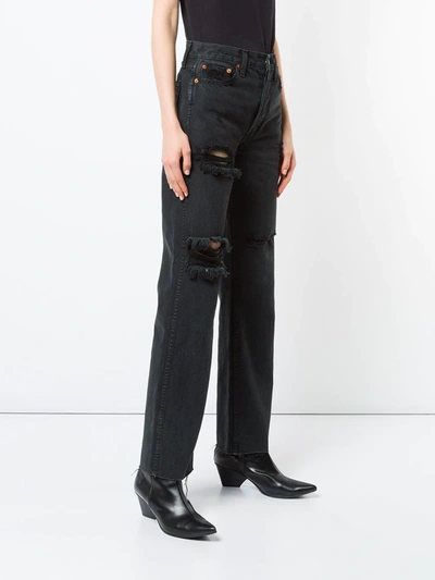 Shop Re/done Distressed High Waisted Jeans In Black
