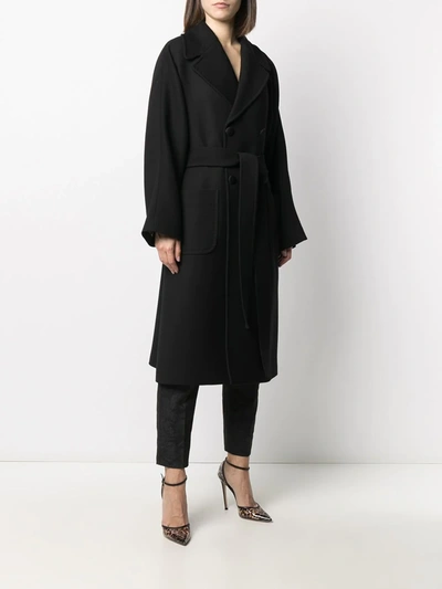 Shop Dolce & Gabbana Double-breasted Tie-waist Coat In Black