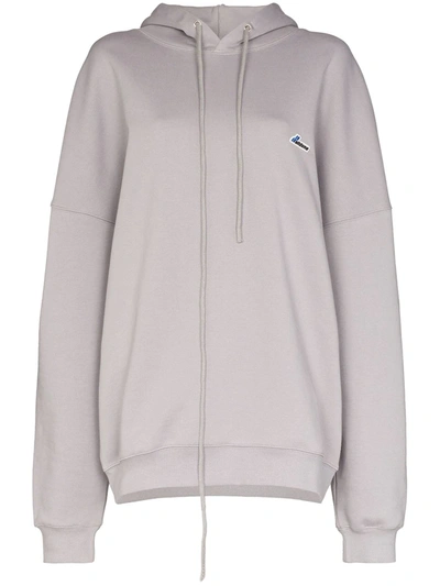 Shop We11 Done Embroidered Logo Hoodie In Grey