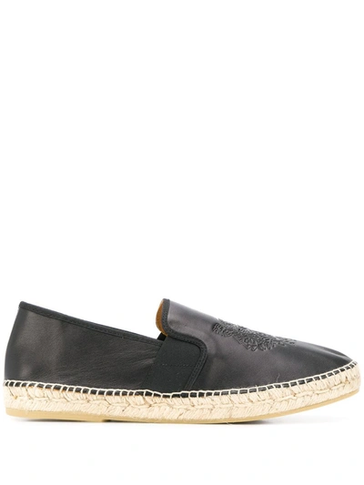 Shop Kenzo Embossed Tiger Espadrilles In Black