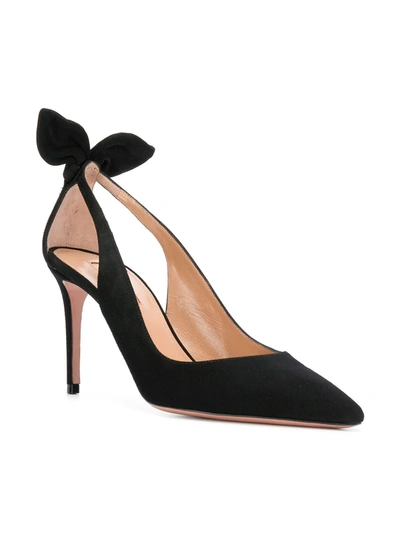 Shop Aquazzura Bow Tie 85mm Pumps In Black