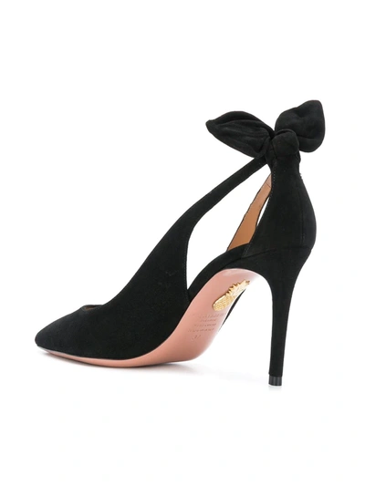Aquazzura Bow Tie 105mm Leather Pumps In Black