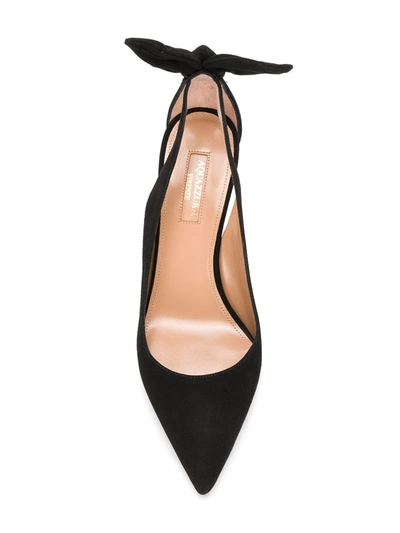Aquazzura Bow Tie 105mm Leather Pumps In Black