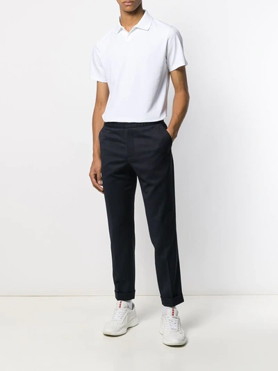 Shop Filippa K Terry Cropped Slim-fit Trousers In Blue