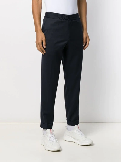 Shop Filippa K Terry Cropped Slim-fit Trousers In Blue