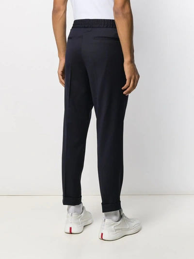 Shop Filippa K Terry Cropped Slim-fit Trousers In Blue