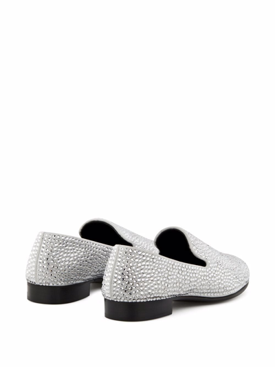 Shop Giuseppe Zanotti Seymour Crystal-embellished Loafers In White