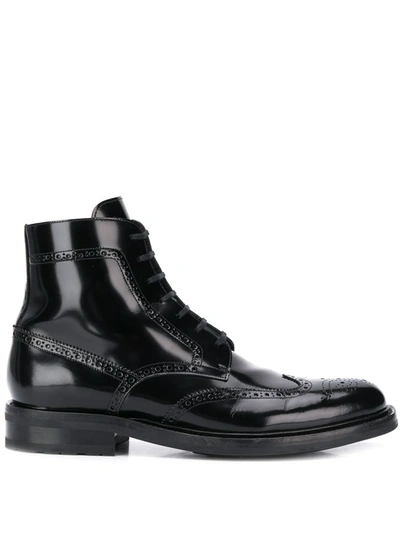 Shop Saint Laurent Army Lace-up Boots In Black