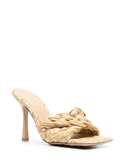 Shop Bottega Veneta Stretch Woven Sandals In Neutrals