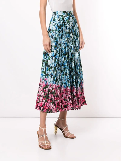 Shop Mary Katrantzou Floral Print Pleated Skirt In Blue