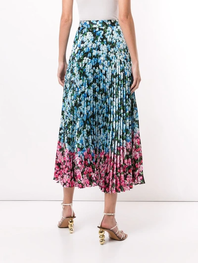 Shop Mary Katrantzou Floral Print Pleated Skirt In Blue