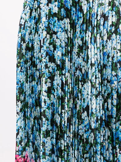 Shop Mary Katrantzou Floral Print Pleated Skirt In Blue