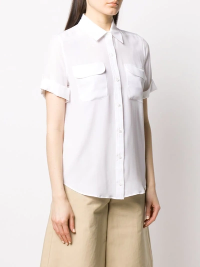 Shop Equipment Signature Slim-fit Short-sleeve Silk Shirt In White