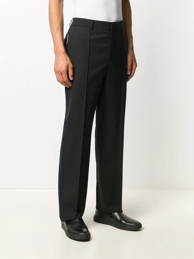 Shop Valentino Straight-leg Cotton Trousers In Black