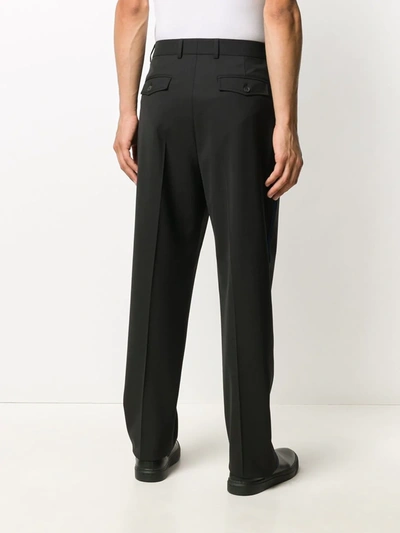 Shop Valentino Straight-leg Cotton Trousers In Black