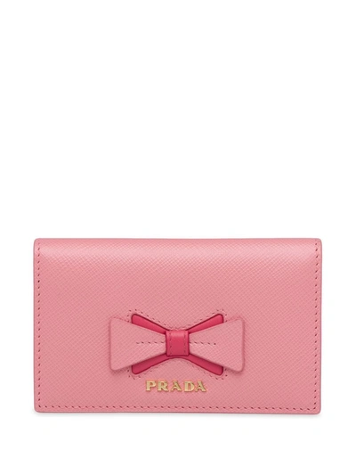 Shop Prada Bow-detail Folding Wallet In Pink
