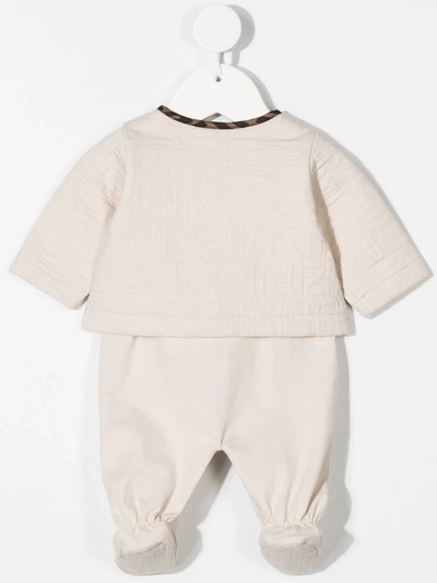 Shop Fendi Ff Quilted Babgrow Set In Neutrals