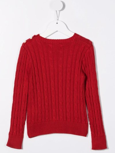 Shop Ralph Lauren Cable-knit Crew Neck Jumper In Red