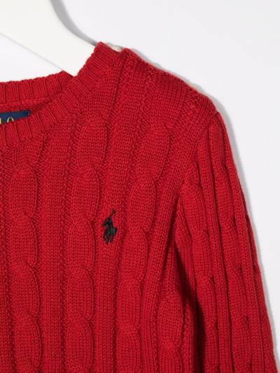 Shop Ralph Lauren Cable-knit Crew Neck Jumper In Red