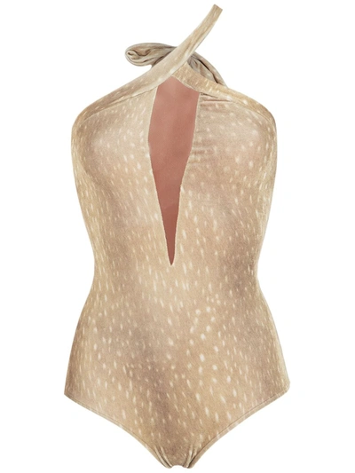 Shop Adriana Degreas Velvet Swimsuit In Neutrals