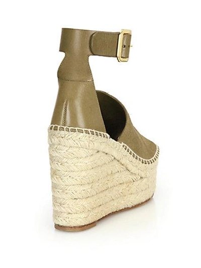 Shop Chloé Suede & Leather Espadrille Wedge Sandals In Tan